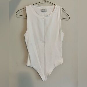 Babaton White Sleeveless Stretch One-Piece Bodysuit